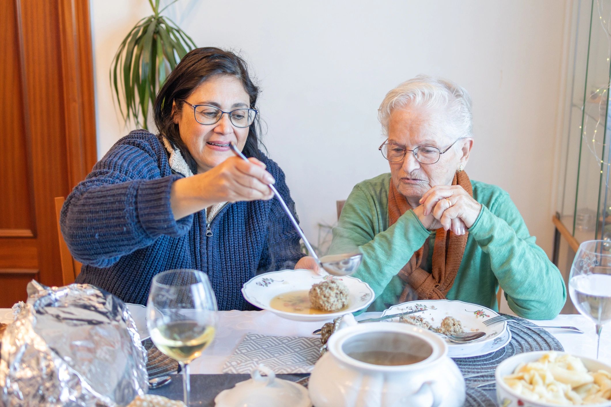 Adults sharing a supportive home environment