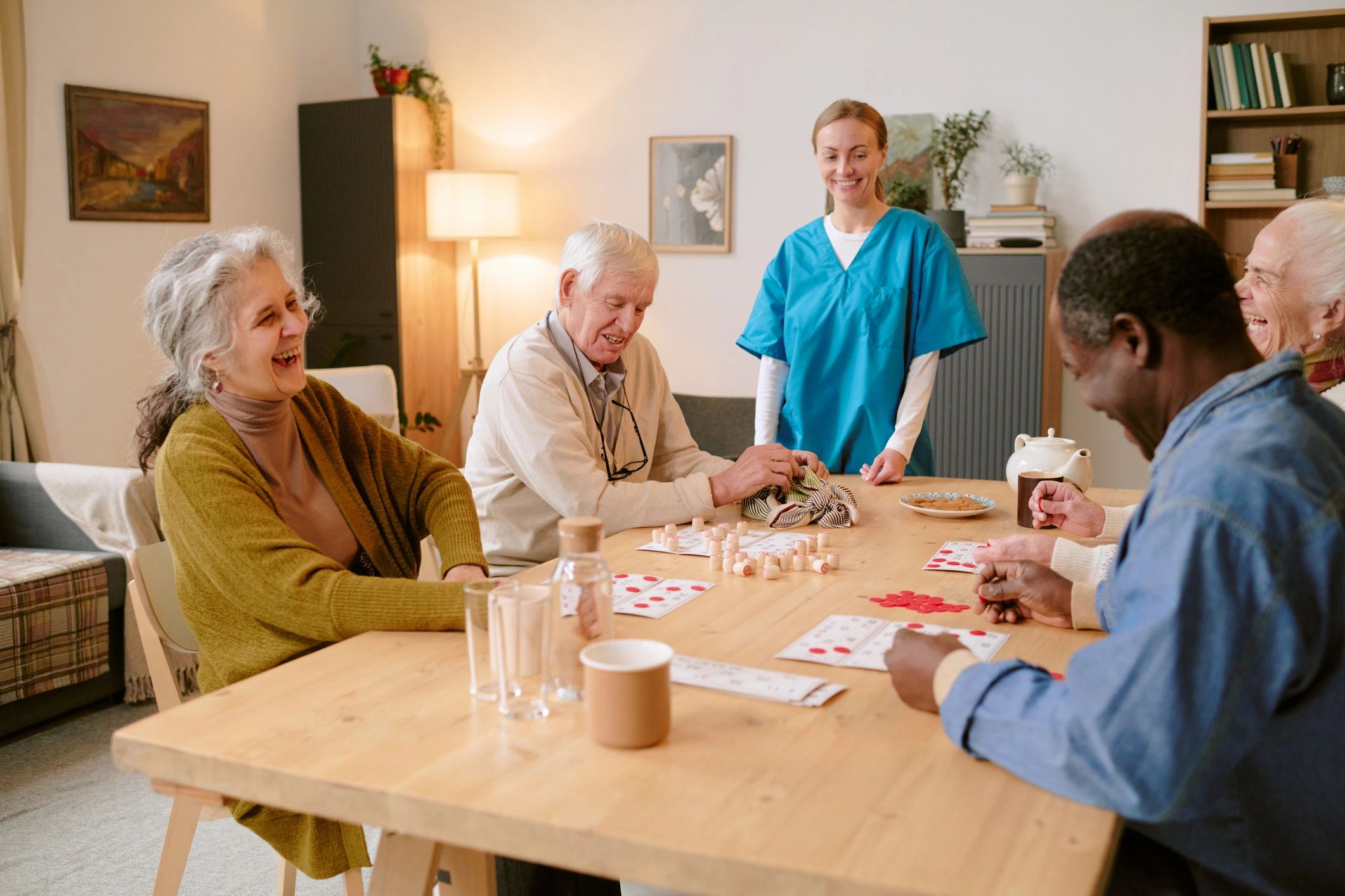 Support professional engaging adults in a community activity setting