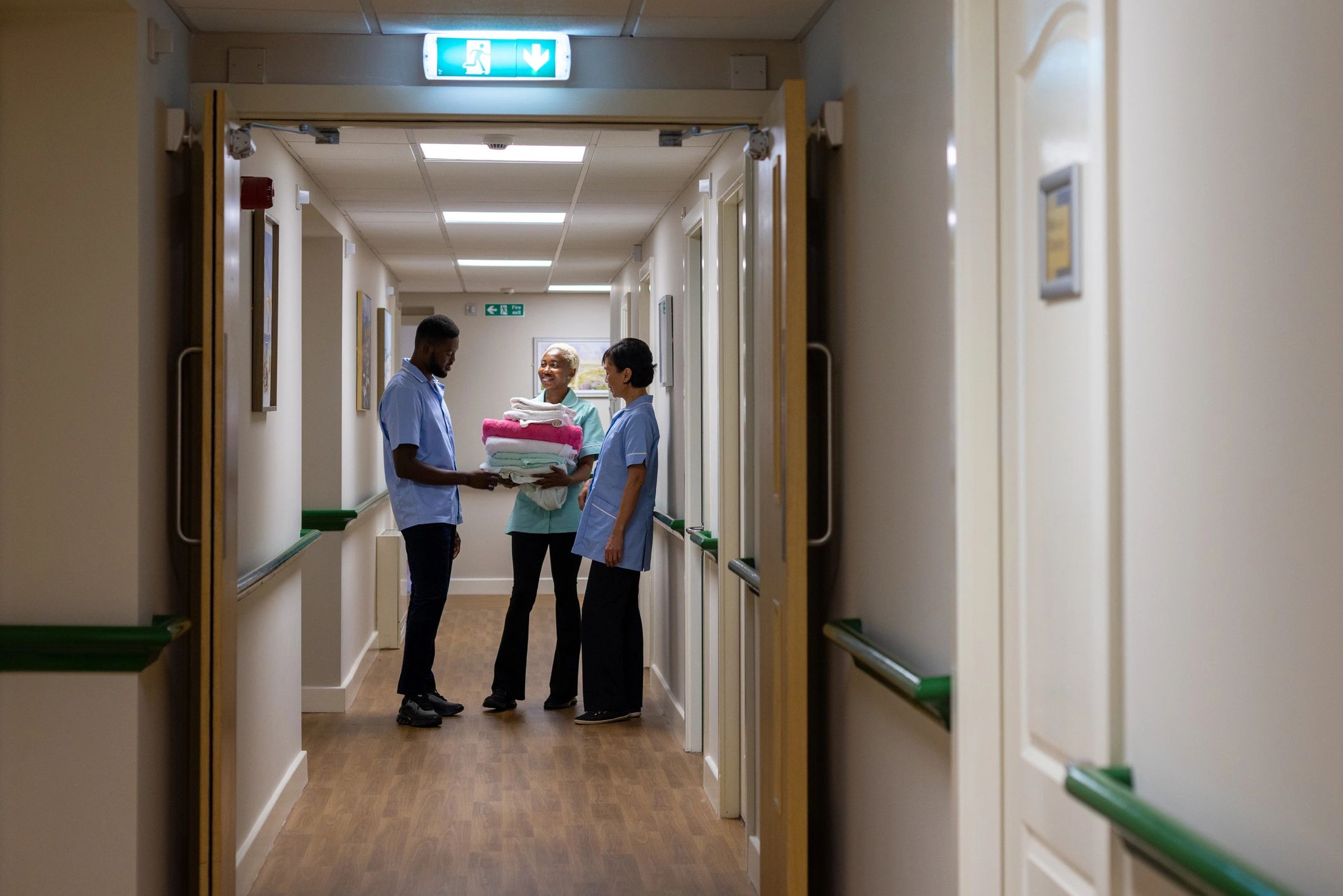 Care team collaborating in a residential support setting